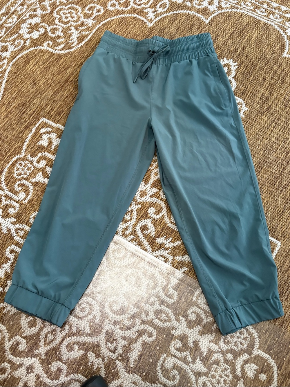 Kyodan womens Capri Current Tech Pants Jogger Teal Med elastic tie waist